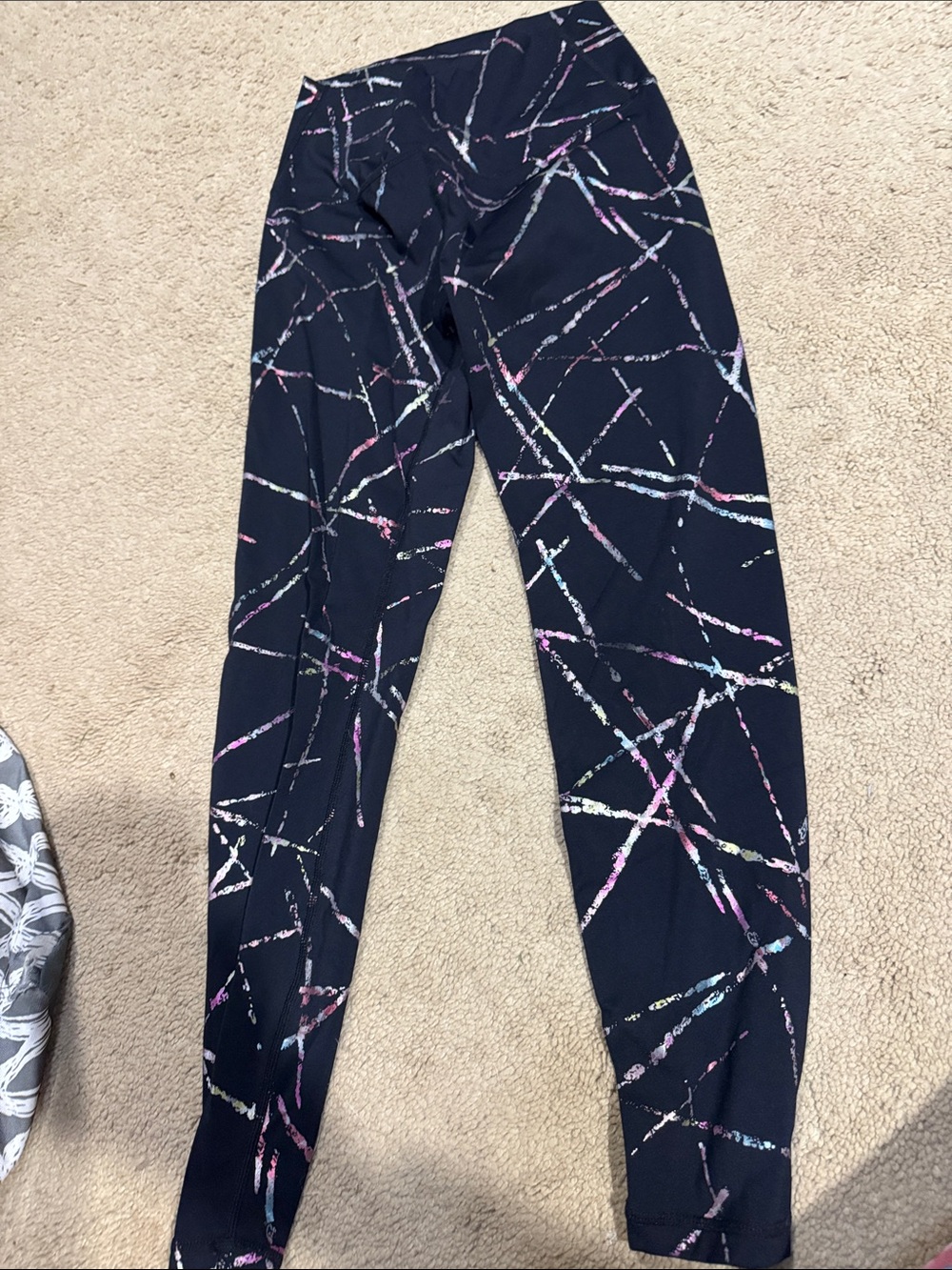 Black Patterned Active Leggings